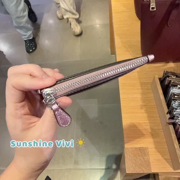 NWT Coach Mini Skinny Id Case In Signature Canvas CCS50 Pink Ro - Picture 4 of 4